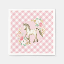 Pony bloemen- en ruitjes verjaardagsfeest servette servet