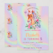  Pony Bloemen Holografische Verjaardag Kaart (Voorkant / Achterkant)