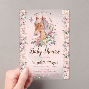 Pony Bloemen Rozen Sterren Baby Shower Uitnodiging