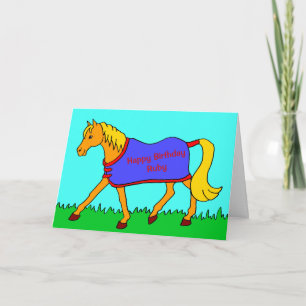 Pony cartoon met bericht op vorige dag kaart