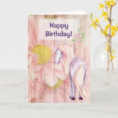  Pony Daisies op Barn Wood Horse Verjaardag Kaart (Gele Bloem)