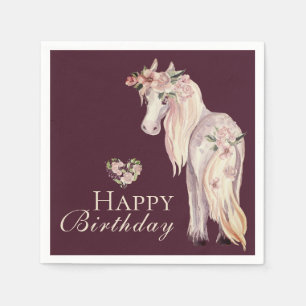  Pony en Bloemen Paard Happy Birthday Servet