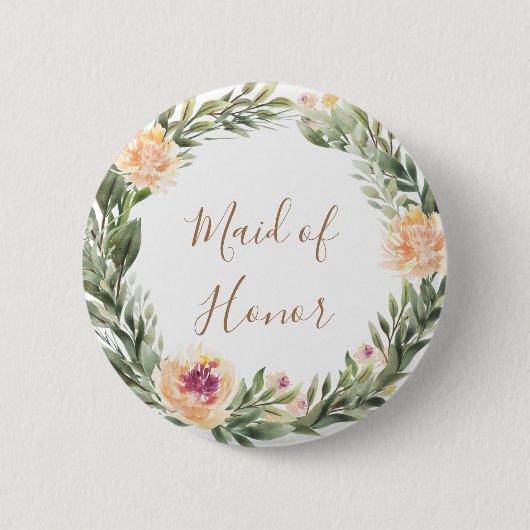 Pony en Foliage Lijst Bridesmaid Badge Ronde Button 5,7 Cm (Voorkant)