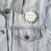 Pony en Foliage Lijst Bridesmaid Badge Ronde Button 5,7 Cm (In situ)