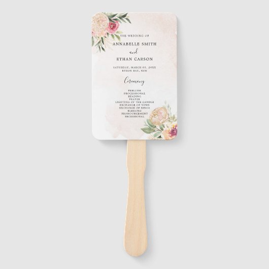 Pony en Gold Floral Ceremony Programme Hand Fan Handwaaier (Voorkant)