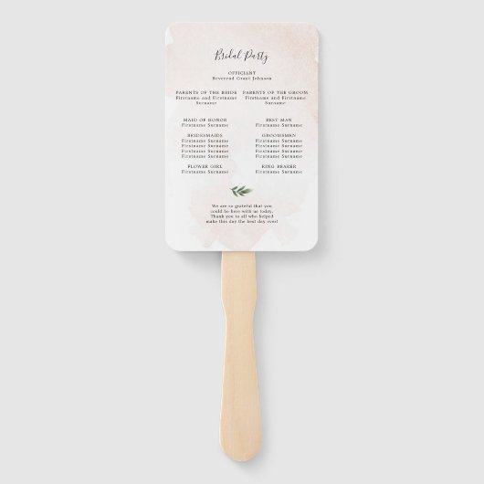 Pony en Gold Floral Ceremony Programme Hand Fan Handwaaier (Achterkant)