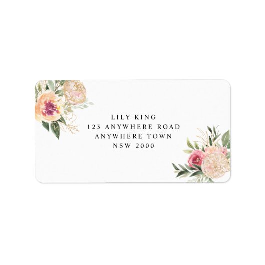 Pony en Gold Foil Blooms Adres label (Voorkant)