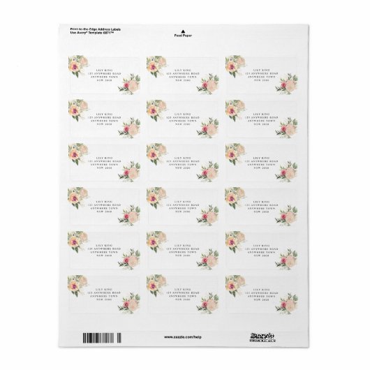 Pony en Gold Foil Blooms Adres label (Full Sheet)