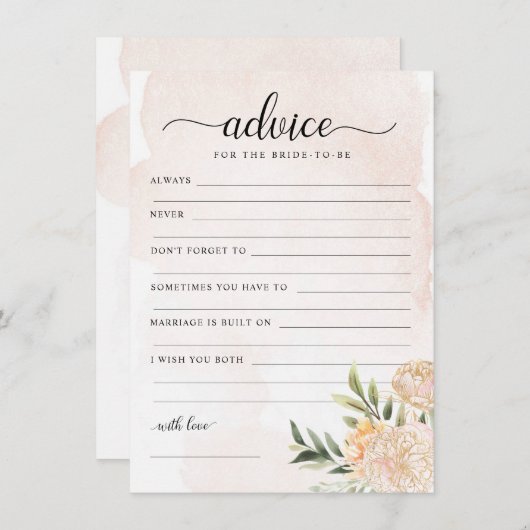 Pony en Gold Foil Blooms Bride voor Advice Card Bedankkaart (Voorkant / Achterkant)