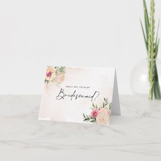 Pony en Gold Foil Blooms Bridesmaid Card Kaart (Voorkant)