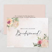 Pony en Gold Foil Blooms Bridesmaid Flat Card Bedankkaart (Voorkant / Achterkant)