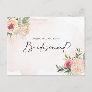 Pony en Gold Foil Blooms Bridesmaid Post Card Briefkaart