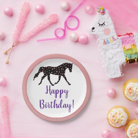Pony en hart Birthday Papieren Bordje (Feest)