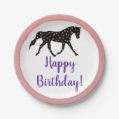Pony en hart Birthday Papieren Bordje (Voorkant)
