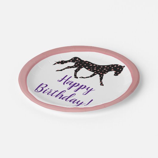 Pony en hart Birthday Papieren Bordje (Gekanteld)