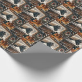 Pony en kitten in de kerststal cadeaupapier (Hoek)