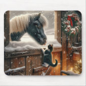Pony en kitten in de kerststal muismat (Voorkant)