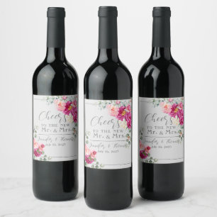 Pony en Rozen Eucalyptus Greenery Wine Label Wijn Etiket