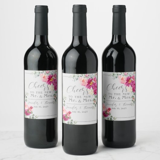 Pony en Rozen Eucalyptus Greenery Wine Label Wijn Etiket (Flessen)