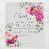 Pony en Rozen Eucalyptus Greenery Wine Label Wijn Etiket (Enkel label)