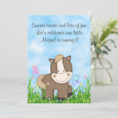 Pony en Vlinders Paard 1e Verjaardag Uitnodiging (Staand voorkant)