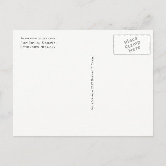 Pony Express, Göteborg, Nebraska Briefkaart (Achterkant)
