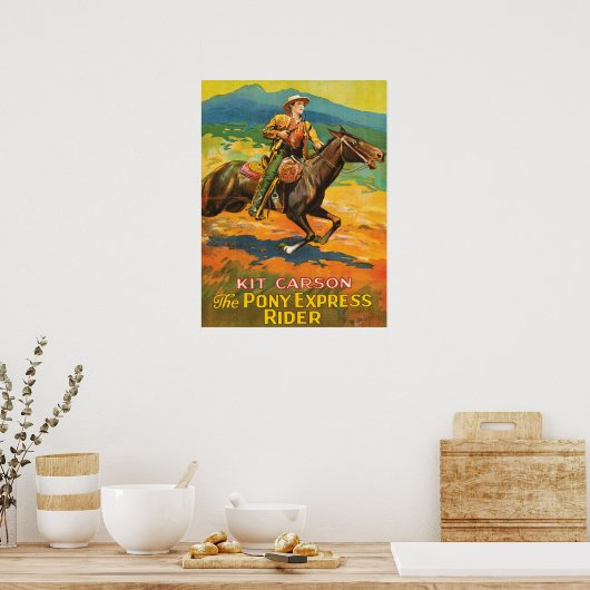 Pony Express 🌄 Kit Carson Historic Cowboy Poster (Keuken)