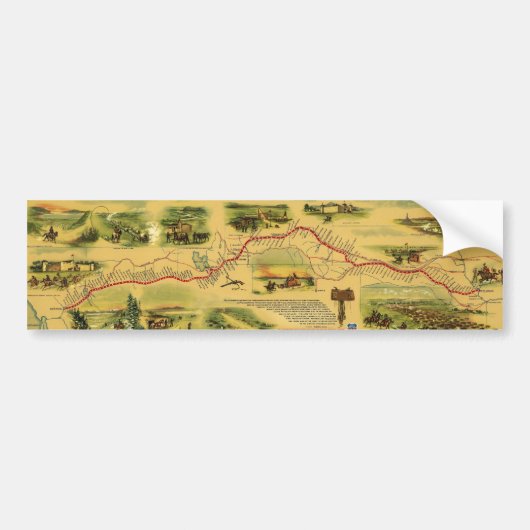 Pony Express Map van William Henry Jackson 1861 Bumpersticker (Voorkant)