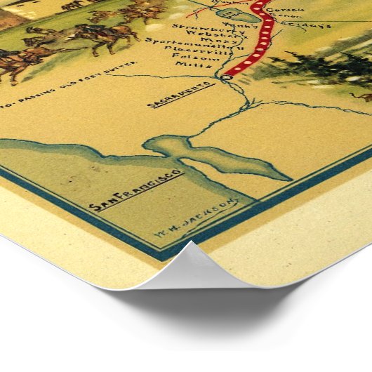 Pony Express Map van William Henry Jackson 1861 Poster (Hoek)