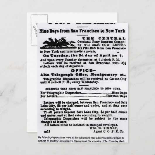 Pony Express, negen dagen Briefkaart (Voorkant / Achterkant)