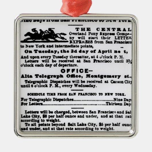 Pony Express, negen dagen Metalen Ornament (Voorkant)