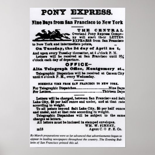 Pony Express, negen dagen Poster (Voorkant)