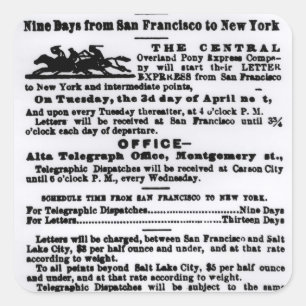 Pony Express, negen dagen Vierkante Sticker