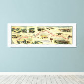 Pony Express Route Afbeelding Kaart 1860 Canvas Afdruk (Insitu (Houten vloer))