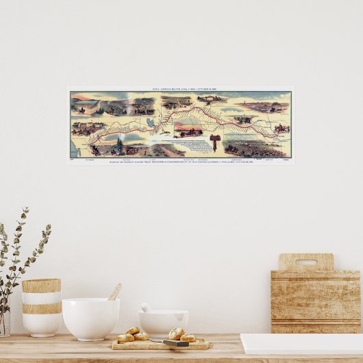 Pony Express Route Map Poster (Keuken)
