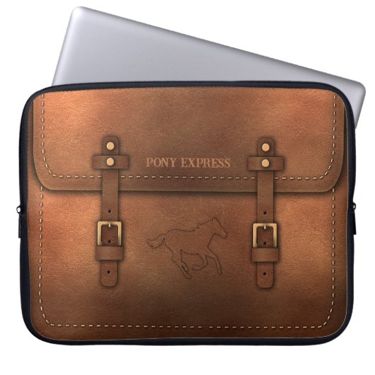 Pony Express-schitterende lederen draagtas Laptop Sleeve (Voorkant)