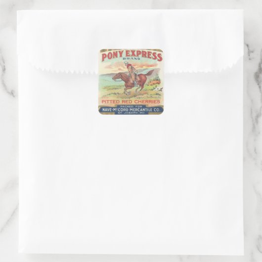 Pony Express Vierkante Sticker (Tas)