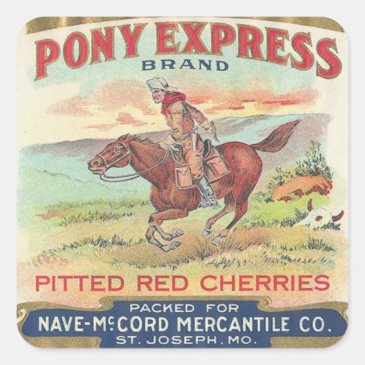 Pony Express Vierkante Sticker (Voorkant)