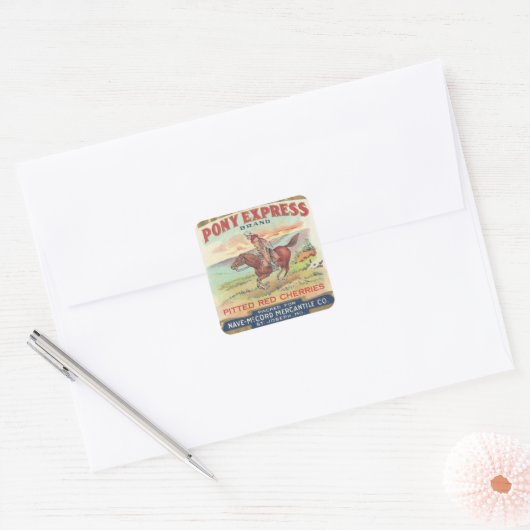 Pony Express Vierkante Sticker (Envelop)