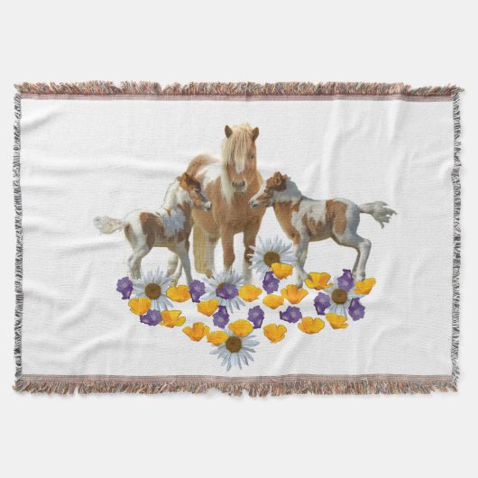 Pony Familie in Bloemen Deken (Voorkant)