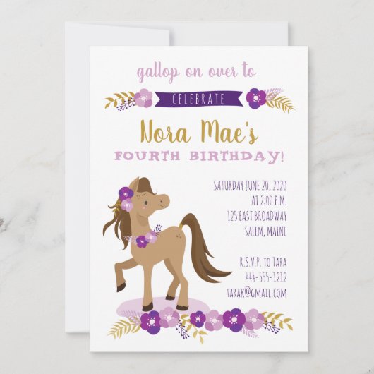 Pony Feestje Meisje Kaart (Voorkant)