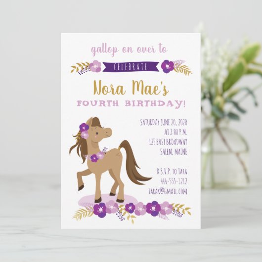 Pony Feestmeisje Kaart (Staand voorkant)