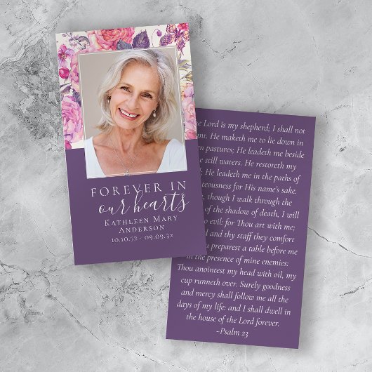 Pony Floral in ons hart gedenkwaardige gebedskaart Visitekaartje