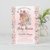 Pony Flowers Rozen Sterren Baby shower Uitnodiging (Staand voorkant)