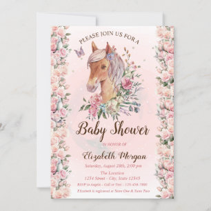Pony Flowers Rozen Sterren Baby shower Uitnodiging