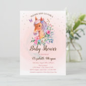 Pony Flowers Stars Baby shower Uitnodiging (Staand voorkant)