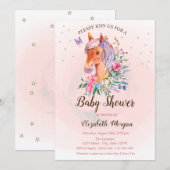 Pony Flowers Stars Baby shower Uitnodiging (Voorkant / Achterkant)