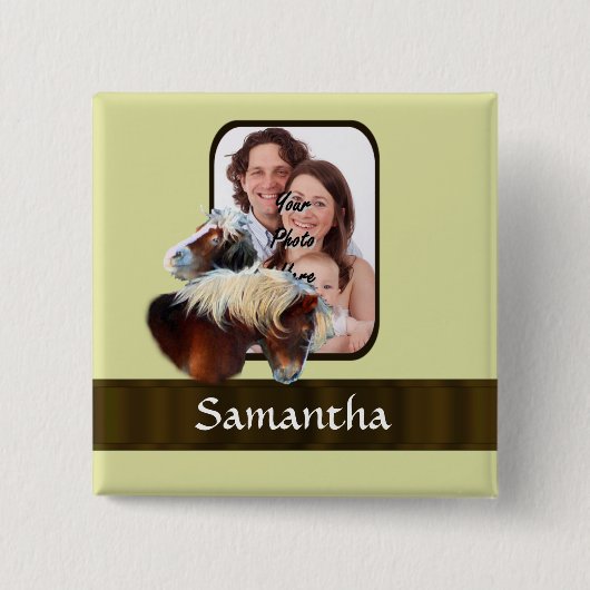 Pony-fotosjabloon Vierkante Button 5,1 Cm (Voorkant)