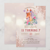  Pony Glitter Drips Bokeh Verjaardag Kaart (Voorkant / Achterkant)