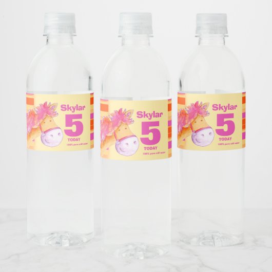 Pony grillige waterverf art waterlabels waterfles etiket (Flessen)